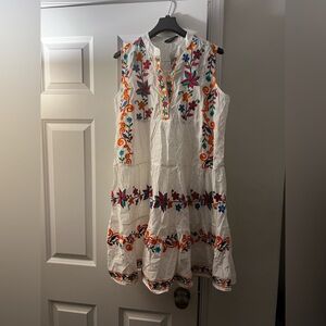 White embroidered floral dress